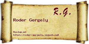 Roder Gergely névjegykártya